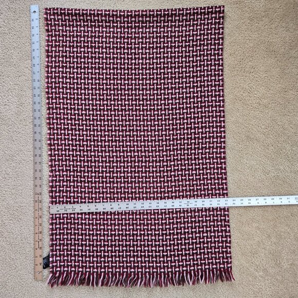 COS 100% Wool Basketweave Woven Scarf Pink Grey Burgundy - Picture 7 of 7